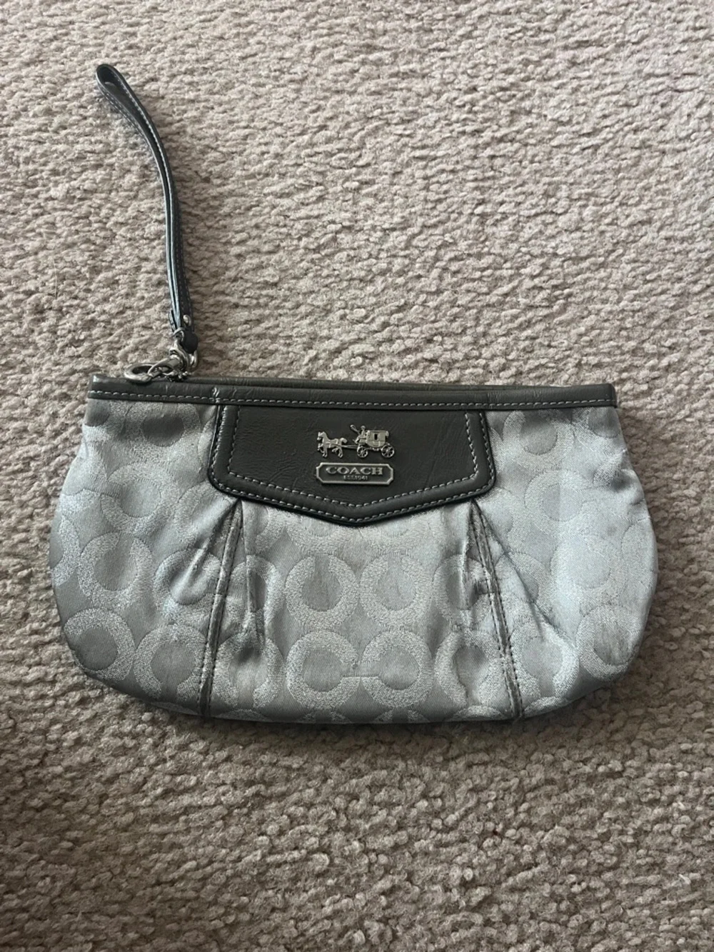 Coach Silver Signature Wristlet Clutch